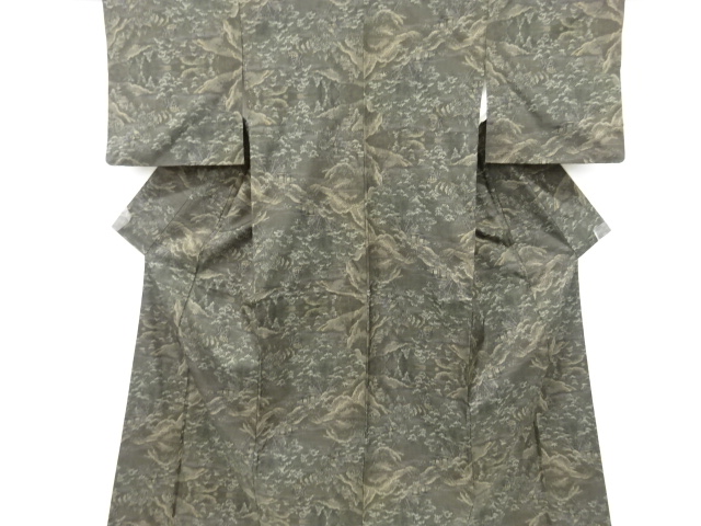 JAPANESE KIMONO / DORO OSHIMA TSUMUGI / WOVEN SCENERY OF TEMPLE